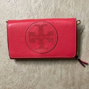 Tory Burch Pink/Coral Crossbody Wallet